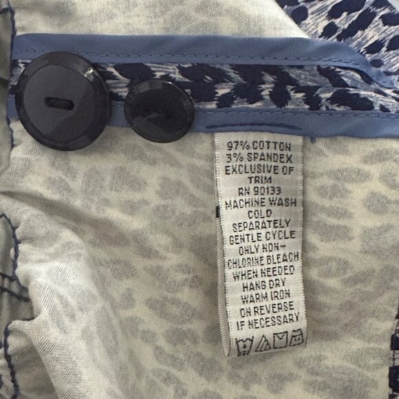 Joan Rivers Small Blue & White Animal Print Button-Up Blazer Jacket 3/4 Sleeve - Picture 5 of 7